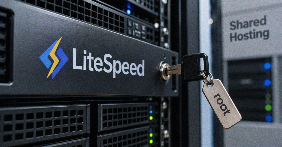 Data center server rack with warning lights indicating a security alert